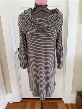 Yala 3/4 Sleeve Striped Bamboo Stretch Knit Tunic Top Large